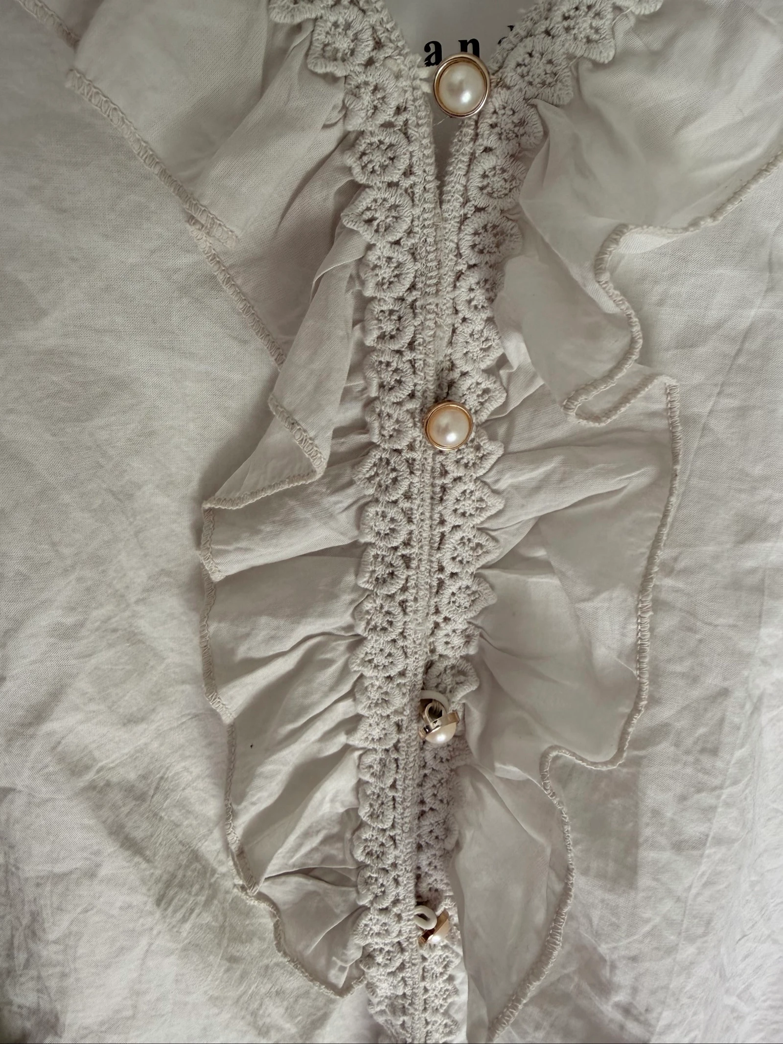Camisa de renda e algodão nova cor creme – photo 2